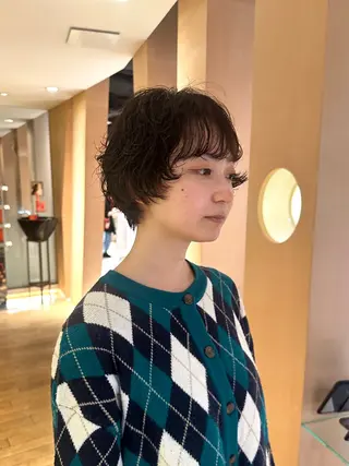 ショート 青木龍樹/パーマモデ ル/似合わせパーマのヘアスタイル