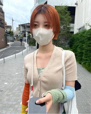 ショート カラー パーマ ヘアアレンジ メンズ キッズ ネイル マツエク・マツパ アイブロウ パーマ/透明感カラー /ボブ/吉田一生のヘアスタイル