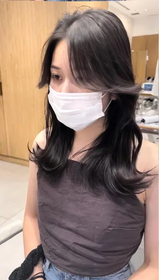 セミロング カラー アイブロウ 顔周り特化/韓国ヘア /レイヤー/吉野幸大のヘアスタイル