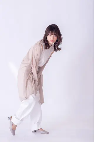 ミディアム カラー パーマ コテ巻きパーマ/韓国 パーマ/佐野のヘアスタイル