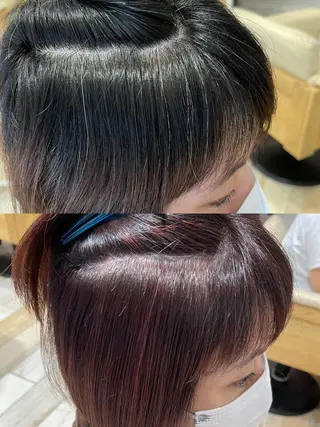 ミディアム カラー 馬場智哉 白髪ぼかしハイライトのヘアスタイル