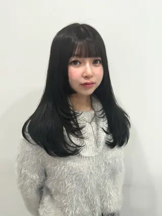 ロング カラー ヘアアレンジ 韓国レイヤーカット /韓国トレンドカラーのヘアスタイル