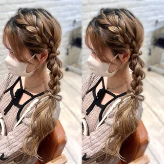 ロング ヘアアレンジ 韓国レイヤー 暖色カラー/さくらのヘアスタイル