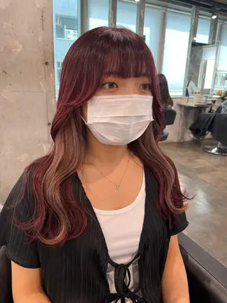 ロング カラー パーマ ヘアアレンジ メンズ キッズ ネイル マツエク・マツパ アイブロウ 透明感カラー・レイヤ ー🎀amika🎀のヘアスタイル
