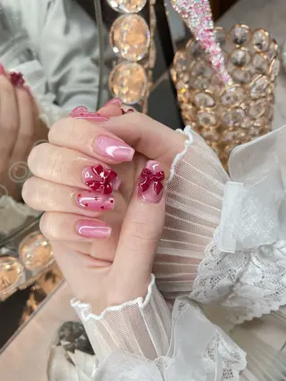 ネイル 23時まで❤︎韓国、 ワンホンネイルのネイルデザイン