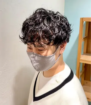 ショート パーマ メンズ 大人可愛い透明感🌟 小顔・韓国髪🌟野中のヘアスタイル