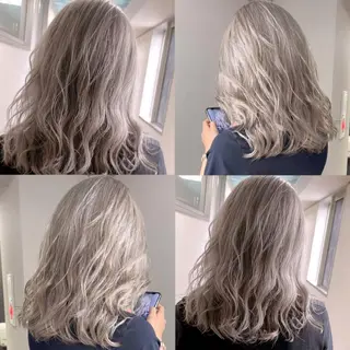 セミロング カラー 松井那津子 /ハイライトブリーチのヘアスタイル