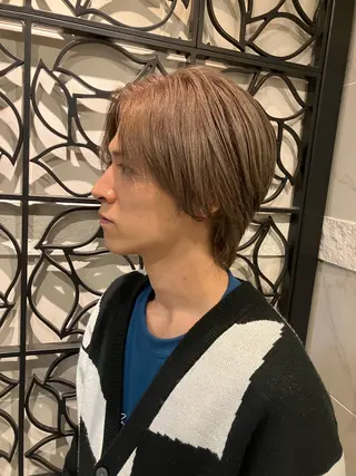 カラー メンズ 博多ブリーチ× 透明感/縮毛矯正のヘアスタイル