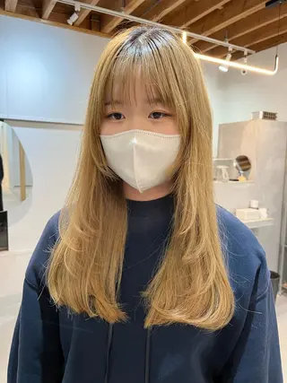 ロング カラー ブリーチなしカラー ダブルカラーエクステのヘアスタイル