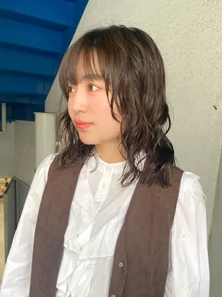 ミディアム カラー パーマ yiye 青山所属・無料カットモデル募集 🌱ひょうがのヘアスタイル