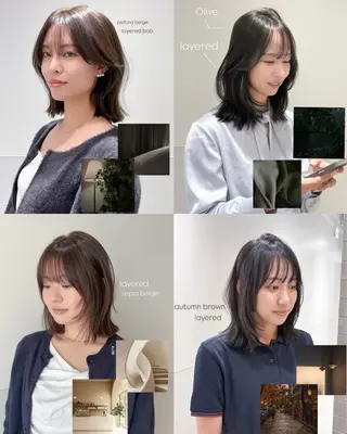 ミディアム カラー パーマ ヘアアレンジ 韓国ボブ/髪質改善 ニュアンス特化RYOのヘアスタイル