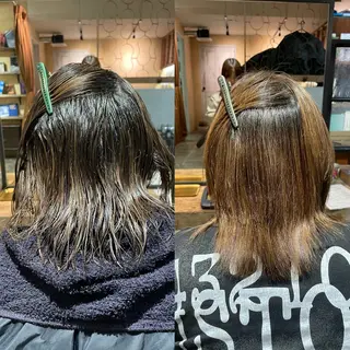 ミディアム 縮毛矯正 /艶カラー risako🫧のヘアスタイル