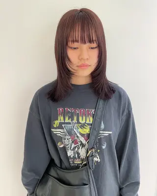 ミディアム カラー iet.所属・ウルフ/ボブ/耳ツボ ジュエリー◎ricoのヘアスタイル