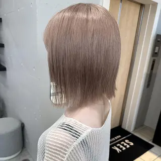 カラー セミロング ♡韓国ヘア♡ ブリーチ✨ハイトーンのヘアスタイル