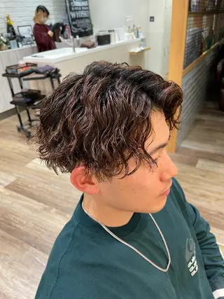 ミディアム パーマ メンズ メンズパーマ 北原寿樹のヘアスタイル