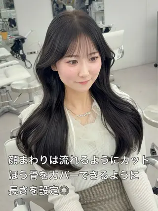 ロング カラー 韓国ヘア/レイヤー/ 顔まわり足立遥奈のヘアスタイル