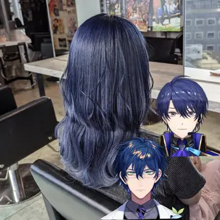 カラー セミロング 推しカラー🦉にじさ んじカラー🌈🕒✨のヘアスタイル