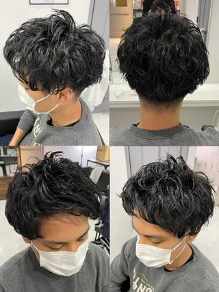ショート カラー パーマ ヘアアレンジ メンズ 🔥メンズパーマ特 化🔥渡辺一翔🔥のヘアスタイル