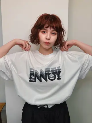 ショート カラー パーマ レイヤーパーマ＊ 顔まわり似合わせのヘアスタイル