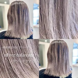 ミディアム ブリーチ毛に縮毛矯正 ✨カラー✨山田 正幸のヘアスタイル