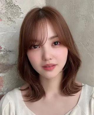 ミディアム カラー 🧡くびれヘア/前髪 顔周り🧡久原結衣のヘアスタイル