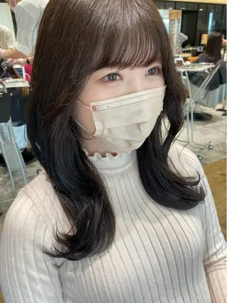 セミロング カラー 顔周り/くびれヘア 韓国ヘア💕風間るなのヘアスタイル