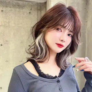 カラー ❤️ブリーチなし💚 ダブルカラー平野実花のヘアスタイル