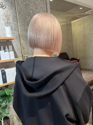 ミディアム カラー Lin'ne所属・竹内梓／パーマ ／ハイトーンのヘアスタイル