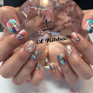 ネイル ネイルリボン 受付スタッフのネイルデザイン