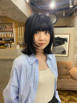 ミディアム Agu  hair rupia 金沢店所属・金沢美容室/ 艶髪/夜営業/JINのヘアスタイル