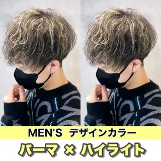 ミディアム カラー パーマ ヘアアレンジ メンズ SNSで大バズり‼️ 欧米風ヘア大ヒット中のヘアスタイル