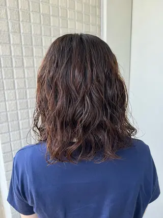 ミディアム パーマ 縮毛矯正/艶髪カラー ヘアアレンジ/ひふみのヘアスタイル