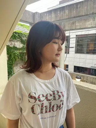 ミディアム mei｜顔まわり ×透明感カラーのヘアスタイル