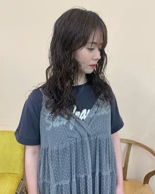 ミディアム パーマ カットモデル/ ハイトーン/ゆうあのヘアスタイル