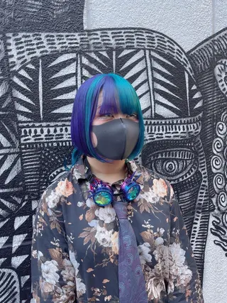 ショート カラー ヘアアレンジ haco+所属・🌈派手髪エクステ ブレイズ🌈ひろとのヘアスタイル