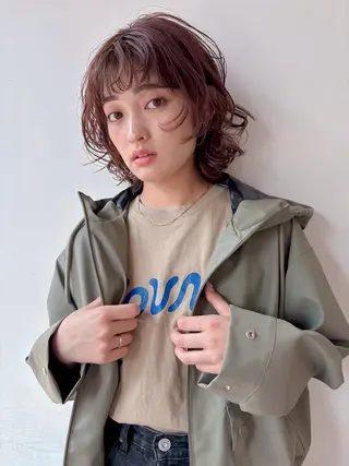 パーマ ボブ/ミディアム 親しみやすさ/さくらのヘアスタイル
