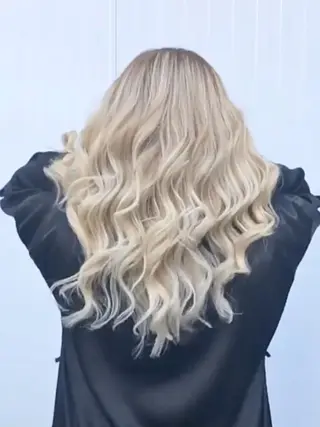 ロング カラー パーマ ヘアアレンジ チビ編み込みエクステ シールEXどぅ〜すのヘアスタイル