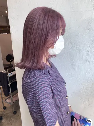 ミディアム カラー 艶ハイトーン/ヘア アレンジAYAKAのヘアスタイル