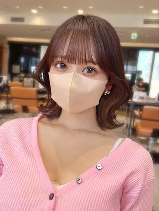 ミディアム カラー パーマ ヘアアレンジ 日本一の小顔カット/ ボブ/顔周り/韓国のヘアスタイル