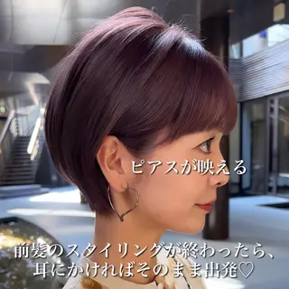 ショート カラー laff 新宿所属・切りっぱなしボブ レイヤー/縮毛矯正のヘアスタイル