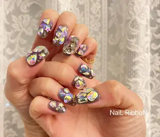 ネイル ネイルリボン 受付スタッフのネイルデザイン