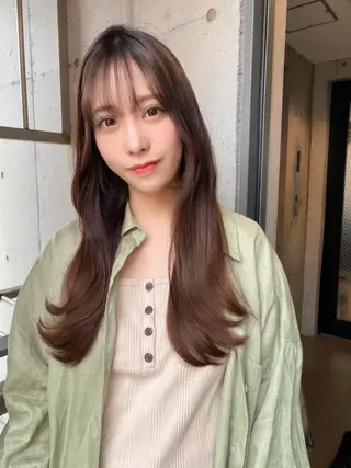 ロング 大人可愛いレイヤー 大田のヘアスタイル