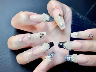ネイル I-nailロング /ワンホン/キラキラのネイルデザイン