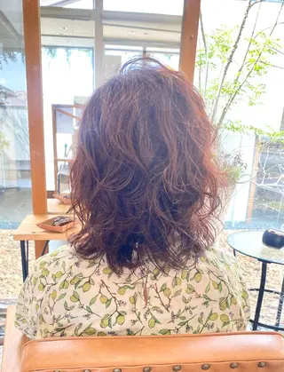 パーマ ブリーチなしWカラー /酸性ストレート河本のヘアスタイル