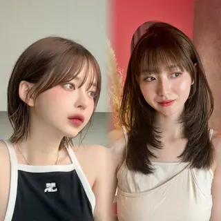 セミロング カラー 山崎/ボブ縮毛矯正 レイヤー髪質改善のヘアスタイル