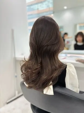 ロング カラー ブリーチなし透明感 ×縮毛矯正🤍ユウのヘアスタイル