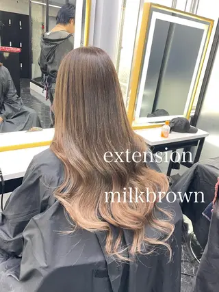 ロング カラー エクステ🩵ブリーチ 韓国ヘア🩵KAEのヘアスタイル