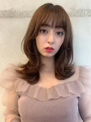 ミディアム カラー 透明感/オリーブ/ グレージュ/YUKAのヘアスタイル