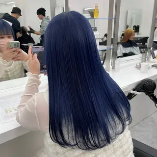 ロング 韓国ヘア/ブリーチ無 しWカラー/オリーブのヘアスタイル