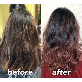 ミディアム カラー KIZU 髪質改善 怪談を語る美容師のヘアスタイル